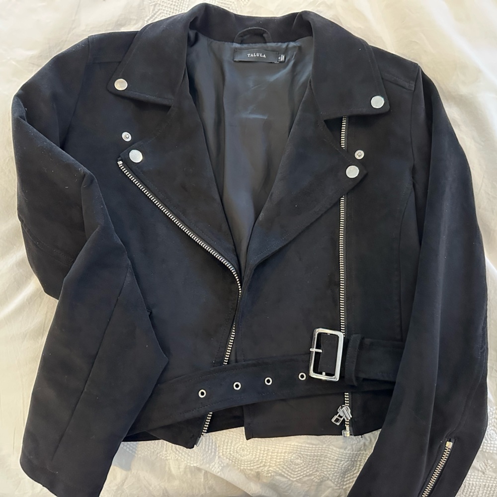 Black suede bomber